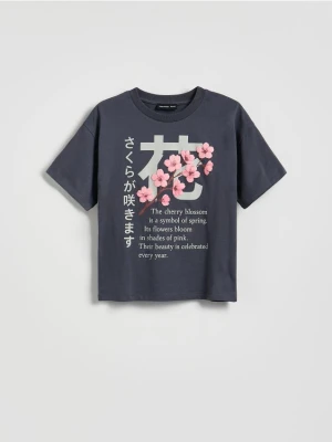 Reserved - T-shirt z nadrukiem - ciemnoszary