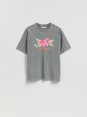 Reserved - T-shirt z nadrukiem - ciemnoszary