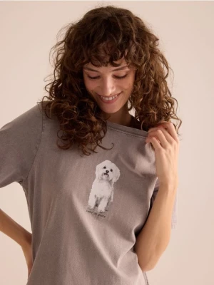 Reserved - T-shirt z nadrukiem - ciemnoszary