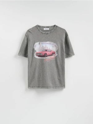 Reserved - T-shirt z nadrukiem - ciemnoszary
