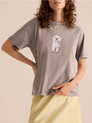 Reserved - T-shirt z nadrukiem - ciemnoszary
