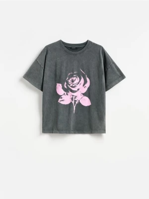 Reserved - T-shirt z nadrukiem - ciemnoszary