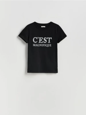 Reserved - T-shirt z nadrukiem - czarny