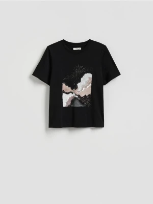Zdjęcie produktu Reserved - T-shirt z nadrukiem - czarny