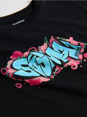 Zdjęcie produktu Reserved - T-shirt z nadrukiem - czarny