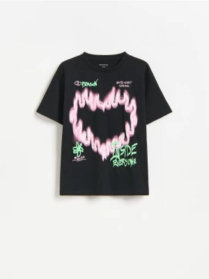 Reserved - T-shirt z nadrukiem - czarny