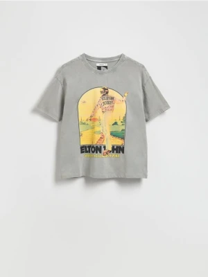 Reserved - T-shirt z nadrukiem Elton John - jasnoszary