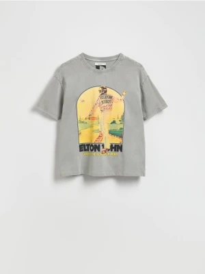 Reserved - T-shirt z nadrukiem Elton John - jasnoszary