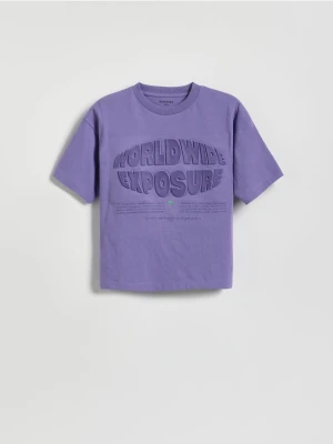 Reserved - T-shirt z nadrukiem - fioletowy
