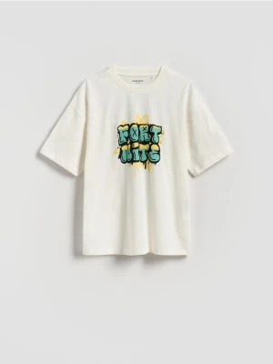 Reserved - T-shirt z nadrukiem Fortnite - biały