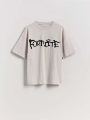 Reserved - T-shirt z nadrukiem Fortnite - jasnoszary