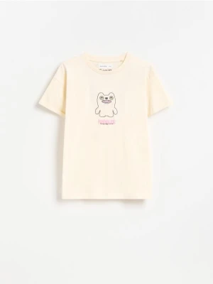 Reserved - T-shirt z nadrukiem Fuggler - beżowy