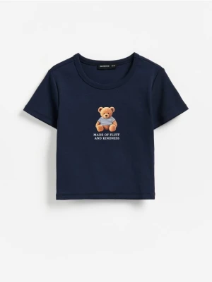 Reserved - T-shirt z nadrukiem - granatowy