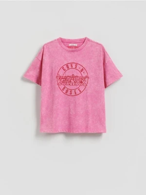 Zdjęcie produktu Reserved - T-shirt z nadrukiem Guns N' Roses - różowy