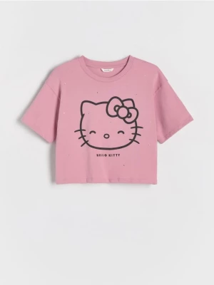 Reserved - T-shirt z nadrukiem Hello Kitty - brudny róż