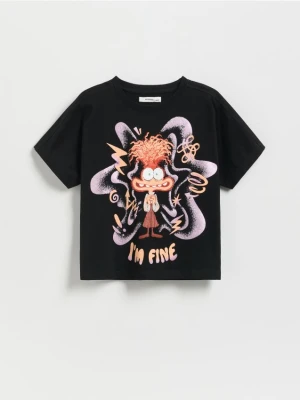 Reserved - T-shirt z nadrukiem Inside Out - czarny