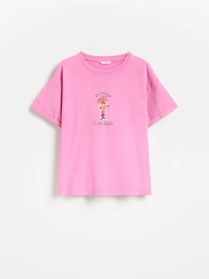 Reserved - T-shirt z nadrukiem Inside Out - fuksja