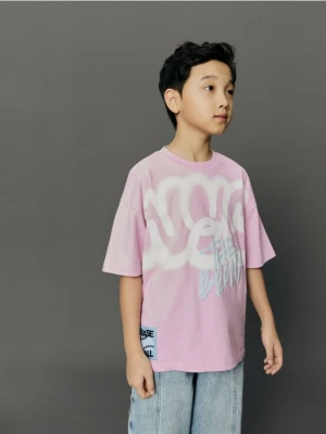 Reserved - T-shirt z nadrukiem - intensywny róż