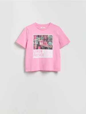 Reserved - T-shirt z nadrukiem - jasnopomarańczowy