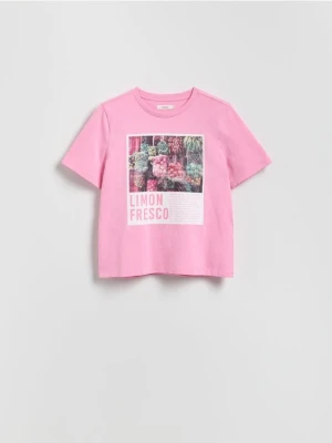 Reserved - T-shirt z nadrukiem - jasnopomarańczowy