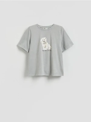 Reserved - T-shirt z nadrukiem - jasnoszary