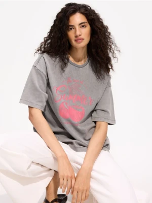Reserved - T-shirt z nadrukiem - jasnoszary