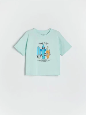 Reserved - T-shirt z nadrukiem - jasnoturkusowy