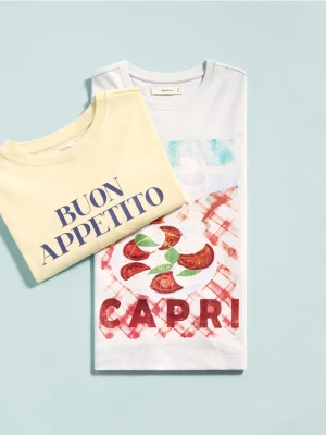 Reserved - T-shirt z nadrukiem - jasnożółty