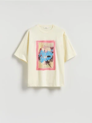 Reserved - T-shirt z nadrukiem - jasnożółty