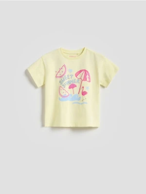 Reserved - T-shirt z nadrukiem - jasnożółty