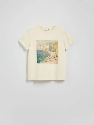 Reserved - T-shirt z nadrukiem - kremowy