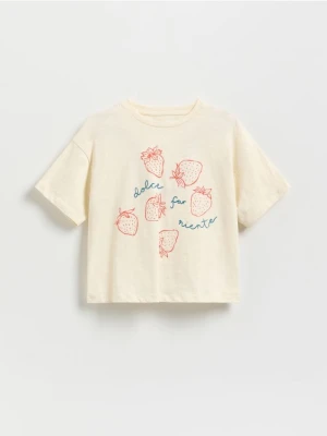 Reserved - T-shirt z nadrukiem - kremowy