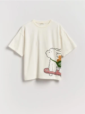 Reserved - T-shirt z nadrukiem - kremowy