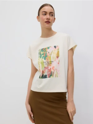 Reserved - T-shirt z nadrukiem - kremowy
