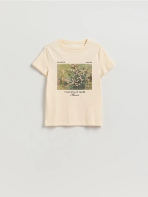 Reserved - T-shirt z nadrukiem - kremowy