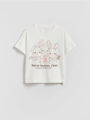 Reserved - T-shirt z nadrukiem - kremowy