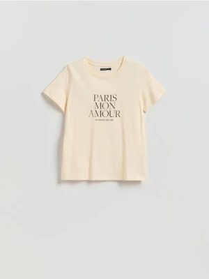 Reserved - T-shirt z nadrukiem - kremowy