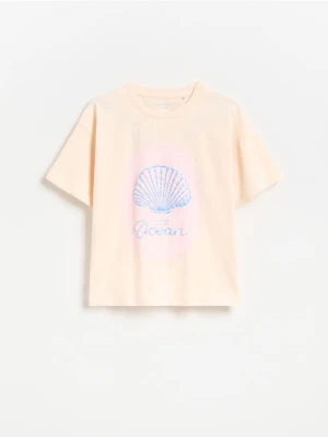 Reserved - T-shirt z nadrukiem - kremowy