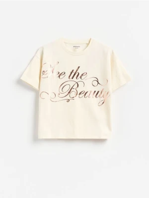 Reserved - T-shirt z nadrukiem - kremowy
