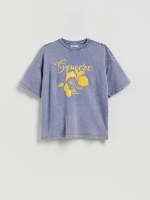 Reserved - T-shirt z nadrukiem - lawendowy