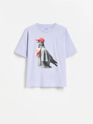 Reserved - T-shirt z nadrukiem - lawendowy