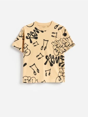 Reserved - T-shirt z nadrukiem - miedziany