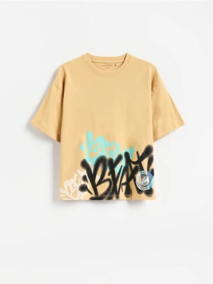 Reserved - T-shirt z nadrukiem - miedziany