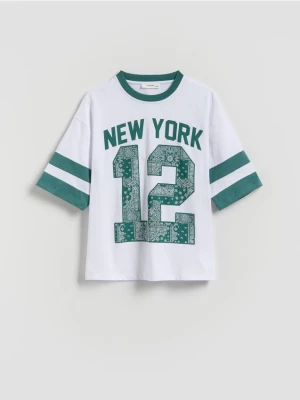 Reserved - T-shirt z nadrukiem - morski
