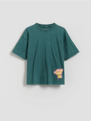 Reserved - T-shirt z nadrukiem - morski