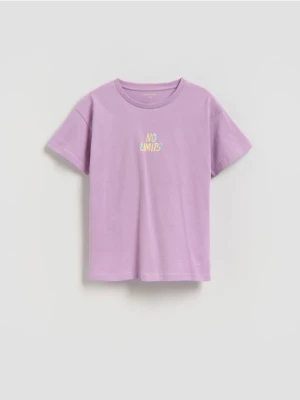 Reserved - T-shirt z nadrukiem na plecach - fioletowy