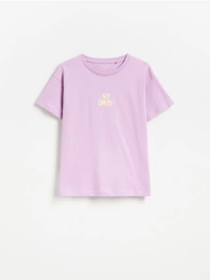 Reserved - T-shirt z nadrukiem na plecach - fioletowy