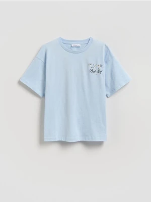 Reserved - T-shirt z nadrukiem na plecach - jasnoniebieski