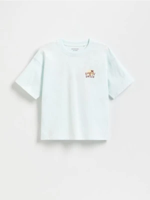 Reserved - T-shirt z nadrukiem na plecach - jasnoturkusowy