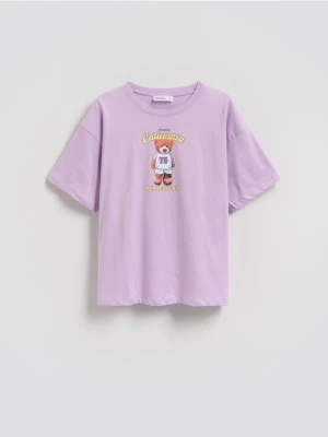 Reserved - T-shirt z nadrukiem na plecach - lawendowy